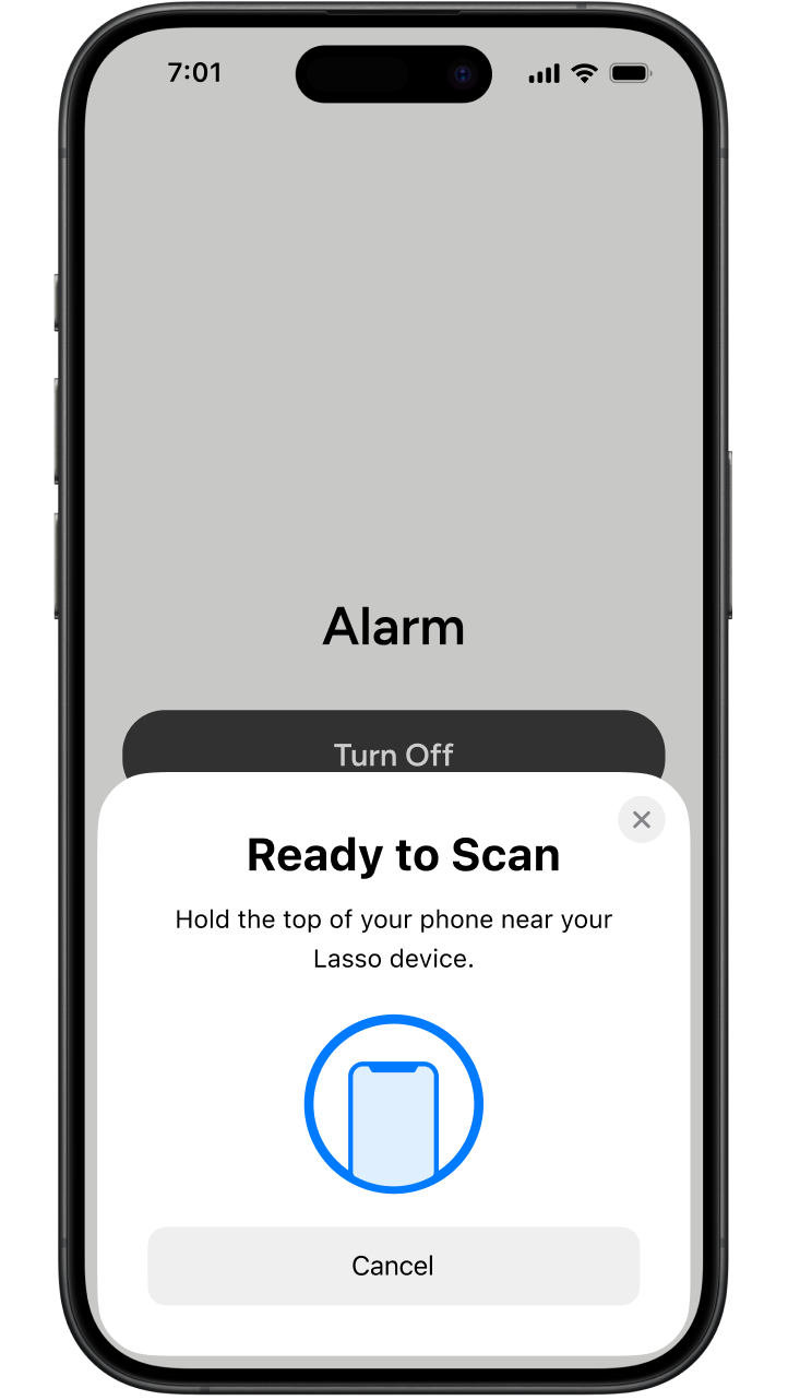Silence the alarm with a satisfying tap.